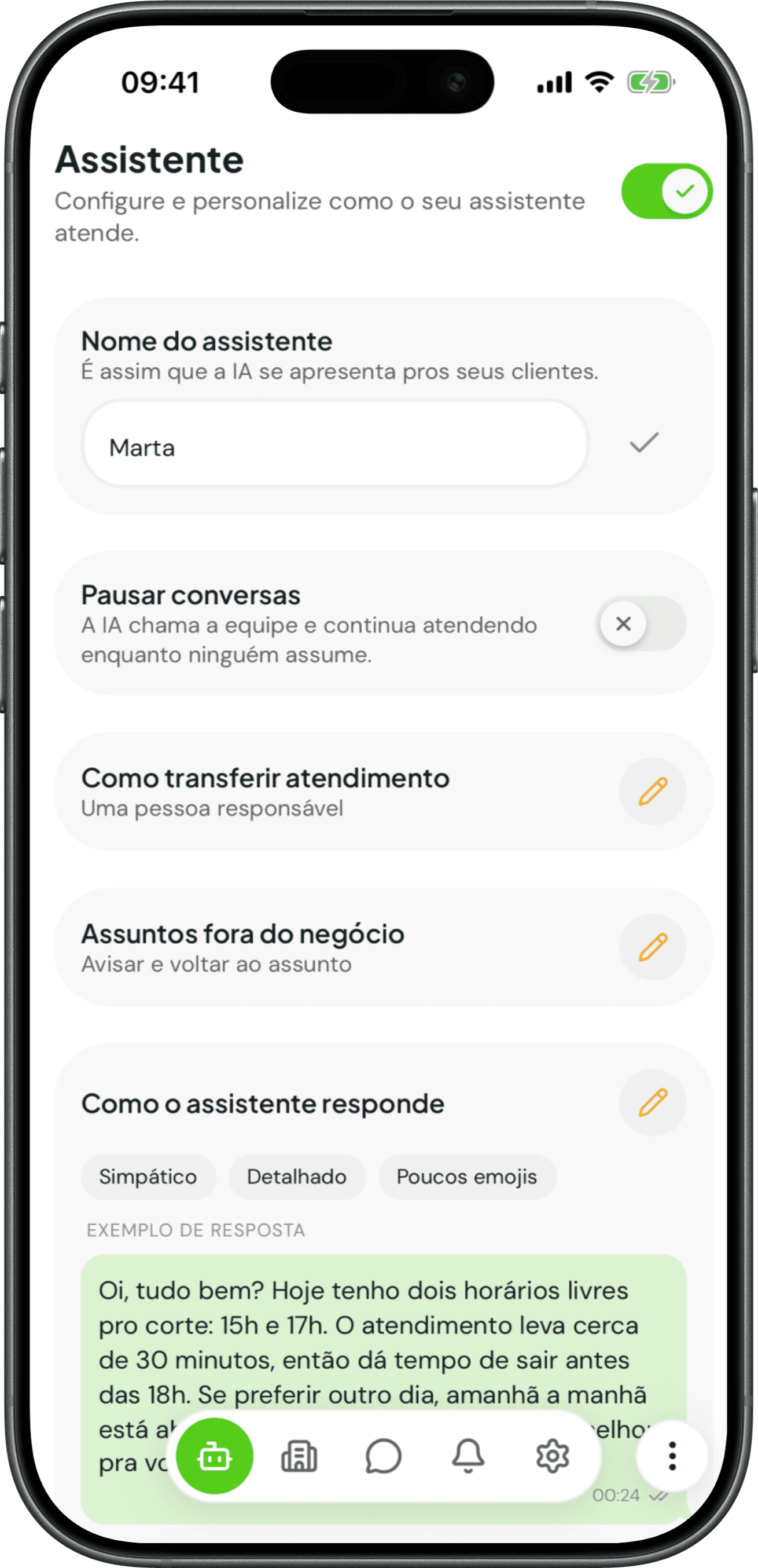 Tela do assistente no aplicativo Duplicata